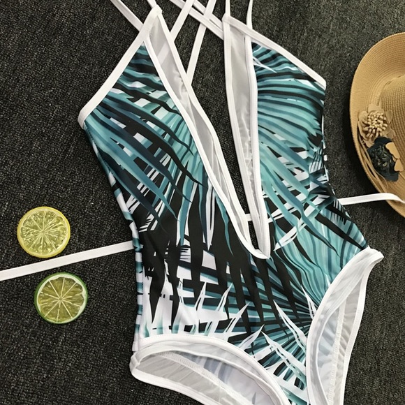 B2G1❤️Tropical Leaf One Piece Swimsuit - Picture 4 of 6